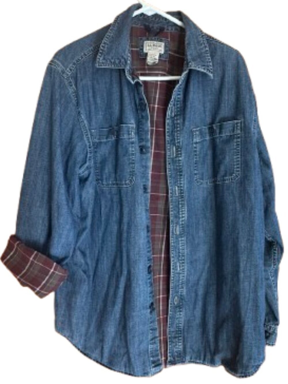 LL BEAN 100%cotton heavyweight winter button down. Flannel lined throughout. XL